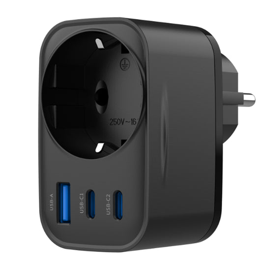 Netzladegerät HAVIT UC142, 30W, 3A, 1 x USB-A - 2 x USB-C - 1 x Schuko, Schwarz