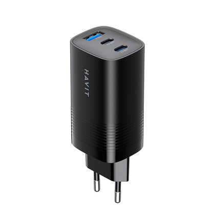 Netzladegerät HAVIT UC20, 65W, 3A, 1 x USB-A - 2 x USB-C, Schwarz