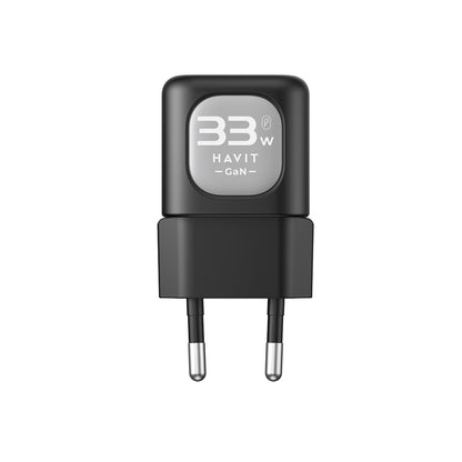 Chargeur Réseau HAVIT UC230, 33W, 3A, 1 x USB-A - 1 x USB-C, Noir Gris