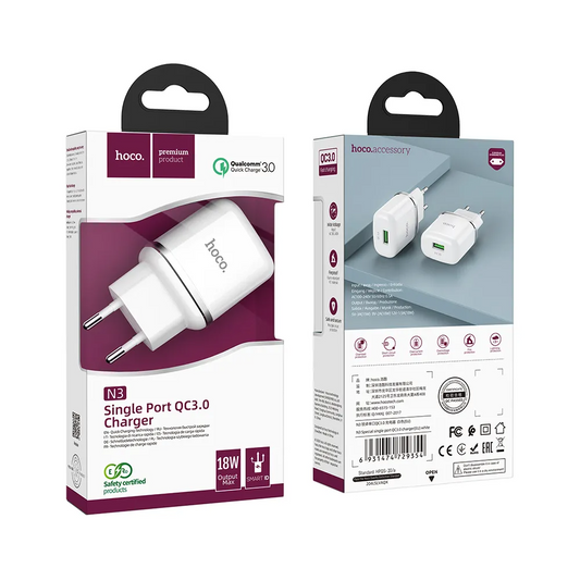 Netzladegerät HOCO N3, 18W, 3A, 1 x USB-A, Weiß