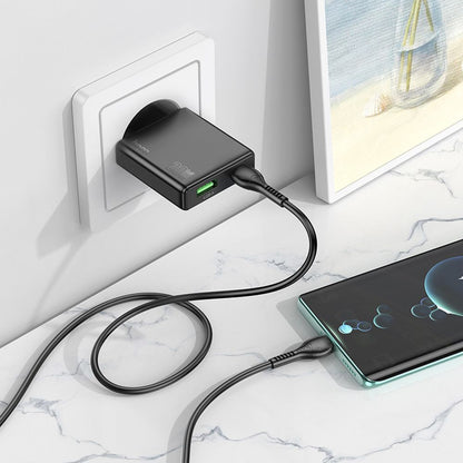Chargeur Réseau HOCO N38, 20W, 3A, 1 x USB-A - 1 x USB-C, Noir
