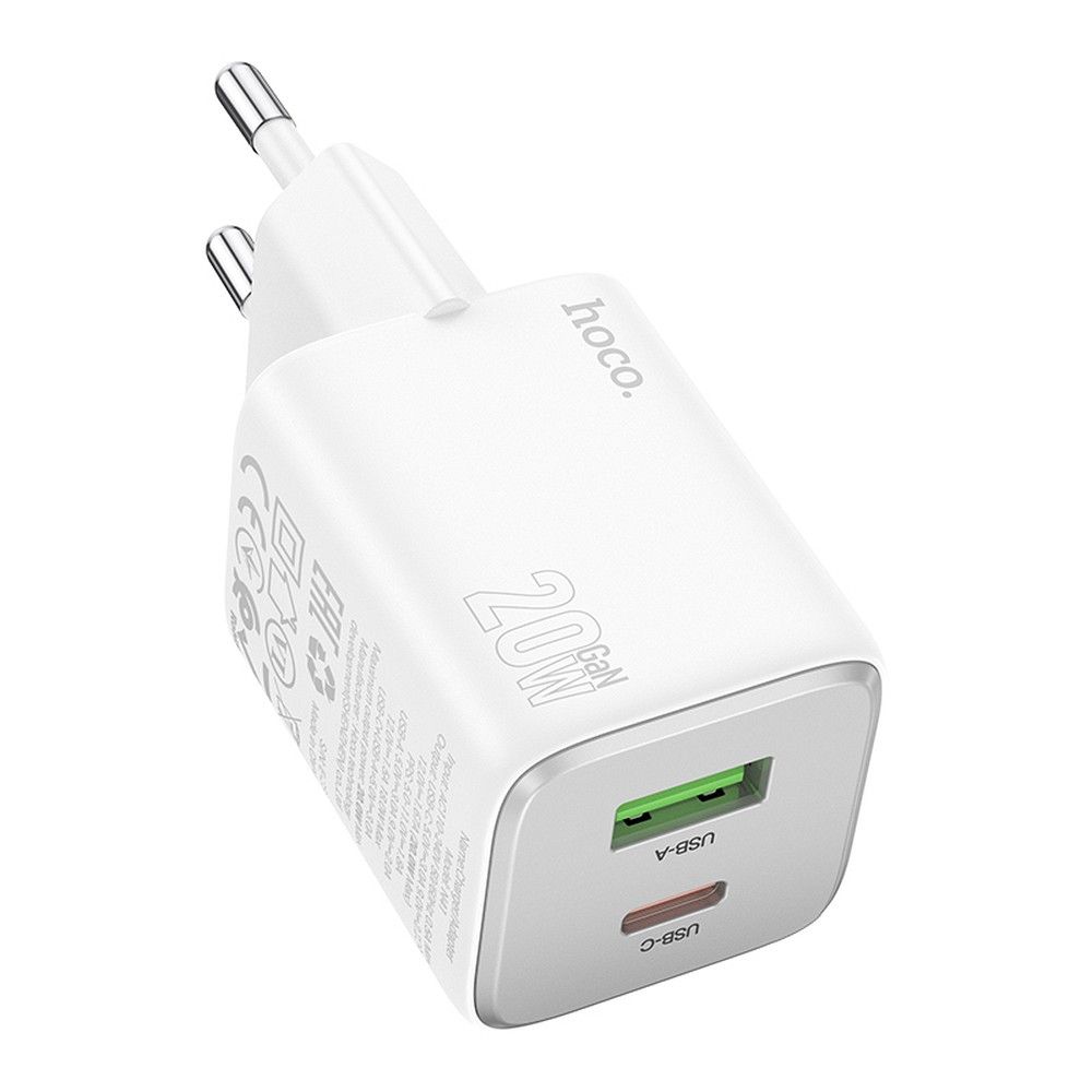 Netzladegerät HOCO N41, 20W, 3A, 1 x USB-A - 1 x USB-C, Weiß