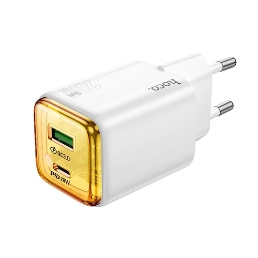 Chargeur Réseau HOCO N52, 20W, 3A, 1 x USB-A - 1 x USB-C, Blanc