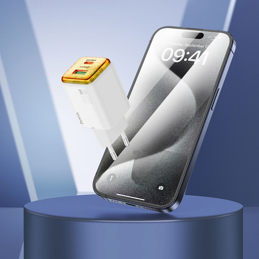 Netzladegerät HOCO N52, 20W, 3A, 1 x USB-A - 1 x USB-C, Weiß