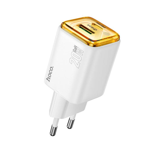 Chargeur Réseau HOCO N52, 20W, 3A, 1 x USB-A - 1 x USB-C, Blanc