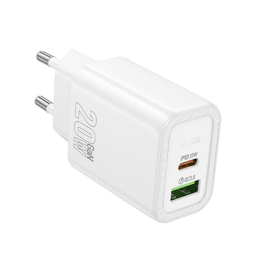 Netzladegerät HOCO N61, 20W, 3A, 1 x USB-A - 1 x USB-C, Weiß