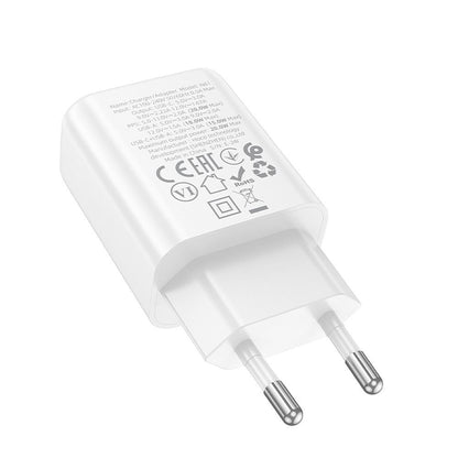 Chargeur Réseau HOCO N61, 20W, 3A, 1 x USB-A - 1 x USB-C, Blanc