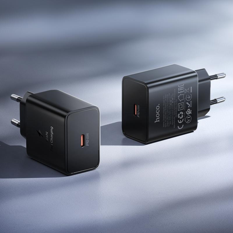 Chargeur secteur HOCO N77, 45W, 3A, 1 x USB-C, Noir