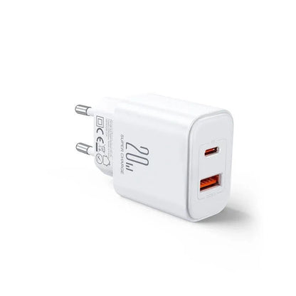 Chargeur Réseau Joyroom JR-TCF05, 20W, 3A, 1 x USB-A - 1 x USB-C, Blanc