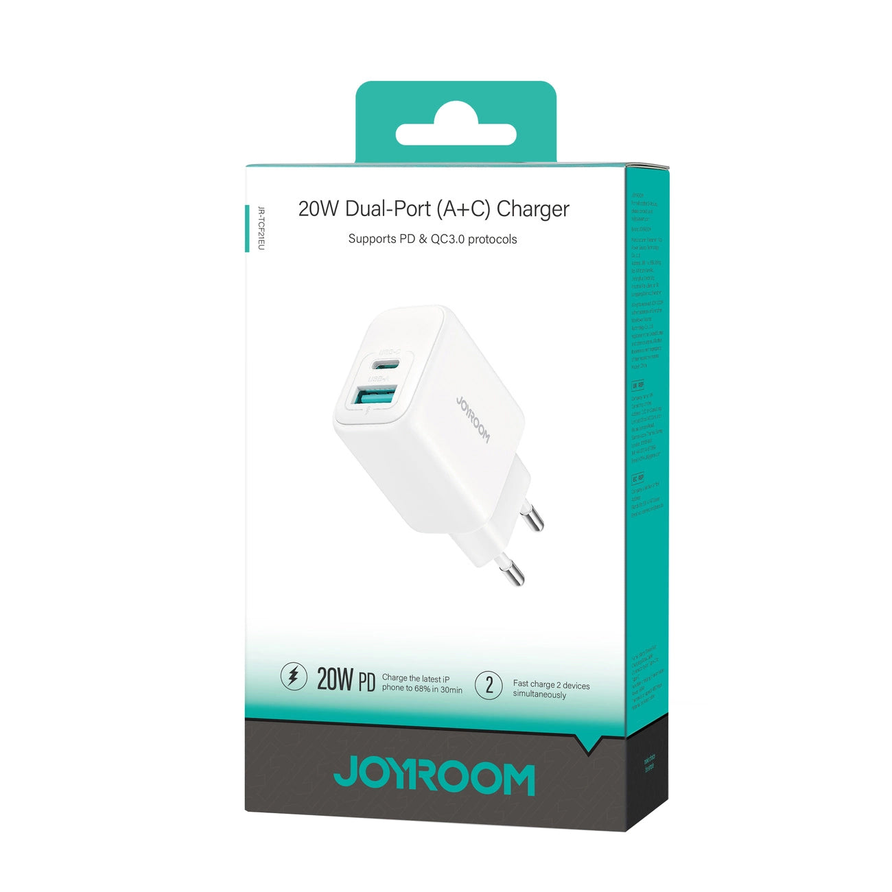Netzladegerät Joyroom JR-TCF21, 20W, 3A, 1 x USB-A - 1 x USB-C, Weiß