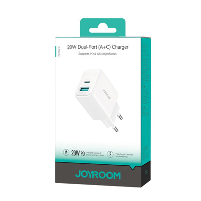 Netzladegerät Joyroom JR-TCF21, 20W, 3A, 1 x USB-A - 1 x USB-C, Weiß