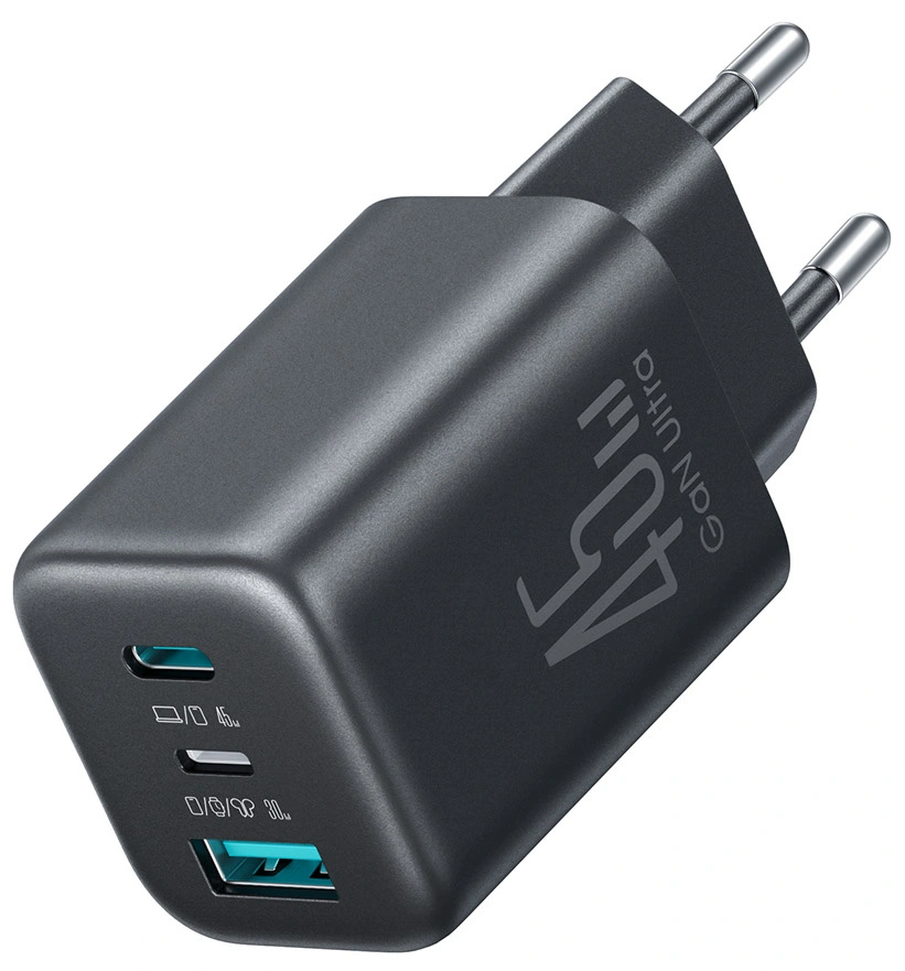 Chargeur secteur Joyroom JR-TO1, 45W, 3A, 1 x Lightning - 1 x USB-A - 1 x USB-C, Noir
