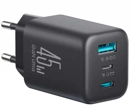 Chargeur secteur Joyroom JR-TO1, 45W, 3A, 1 x Lightning - 1 x USB-A - 1 x USB-C, Noir