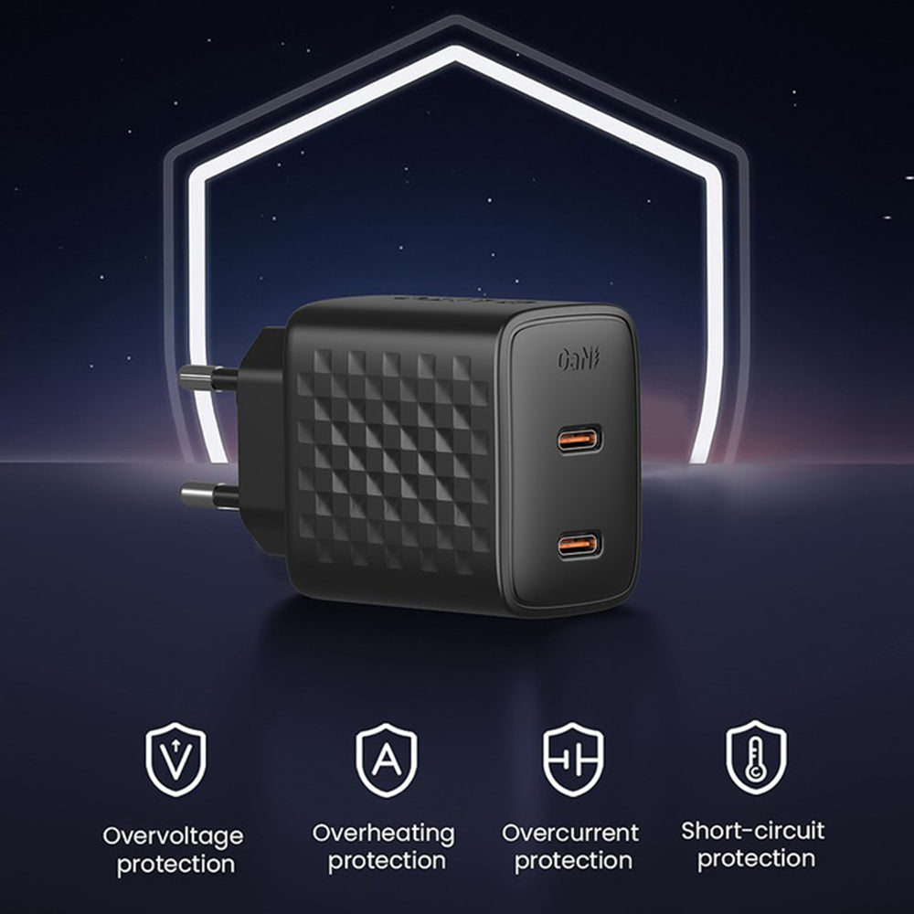 Netzladegerät Lito LC22, 45W, 3A, 2 x USB-C, Schwarz