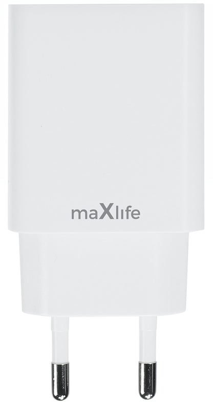 Chargeur Réseau MaXlife MXTC-13-20AC, 20W, 3A, 1 x USB-A - 1 x USB-C, Blanc