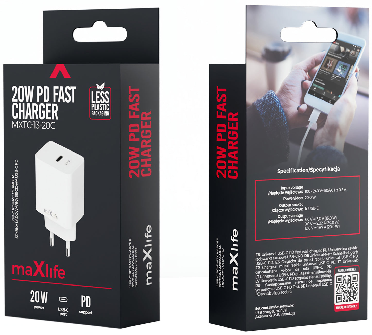 Netzladegerät MaXlife MXTC-13-20C, 20W, 3A, 1 x USB-C, Weiß