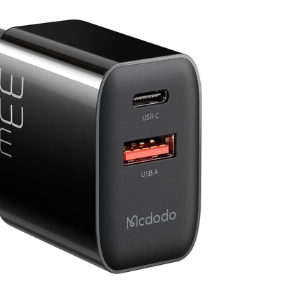 Netzladegerät McDodo CH-0921, 33W, 3A, 1 x USB-A - 1 x USB-C, Schwarz