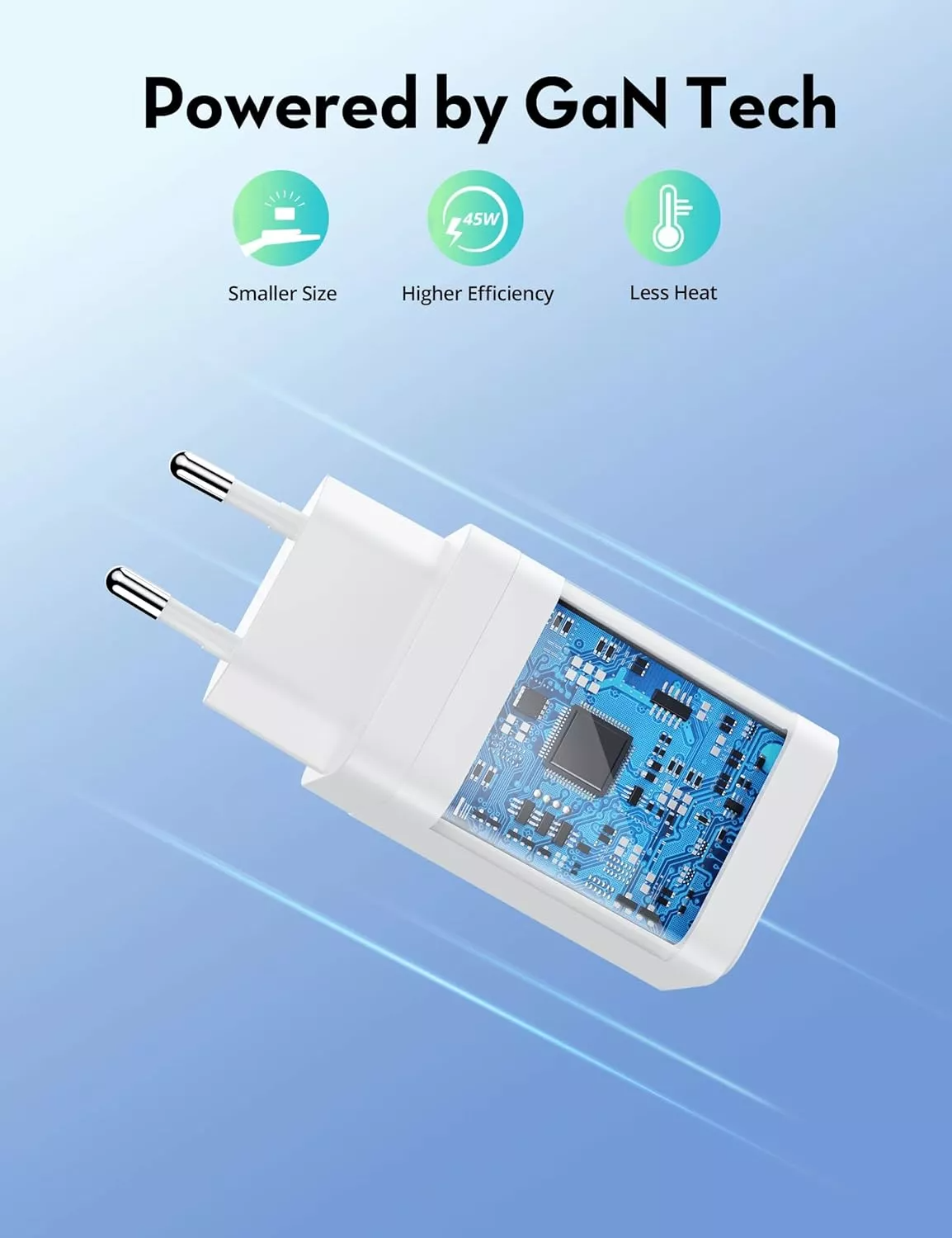 RavPower Netzladegerät RP-PC171, 45W, 3A, 1 x USB-A - 1 x USB-C, Weiß
