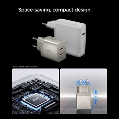 Spigen EE472EU Essential Wall Charger, 47W, 3A, 2 x USB-C, Titan Gray ACH10451
