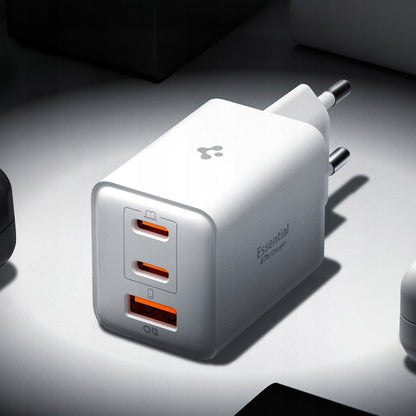 Spigen EE473EU Essential Network Charger, 47W, 3A, 1 x USB-A - 2 x USB-C, White ACH09464