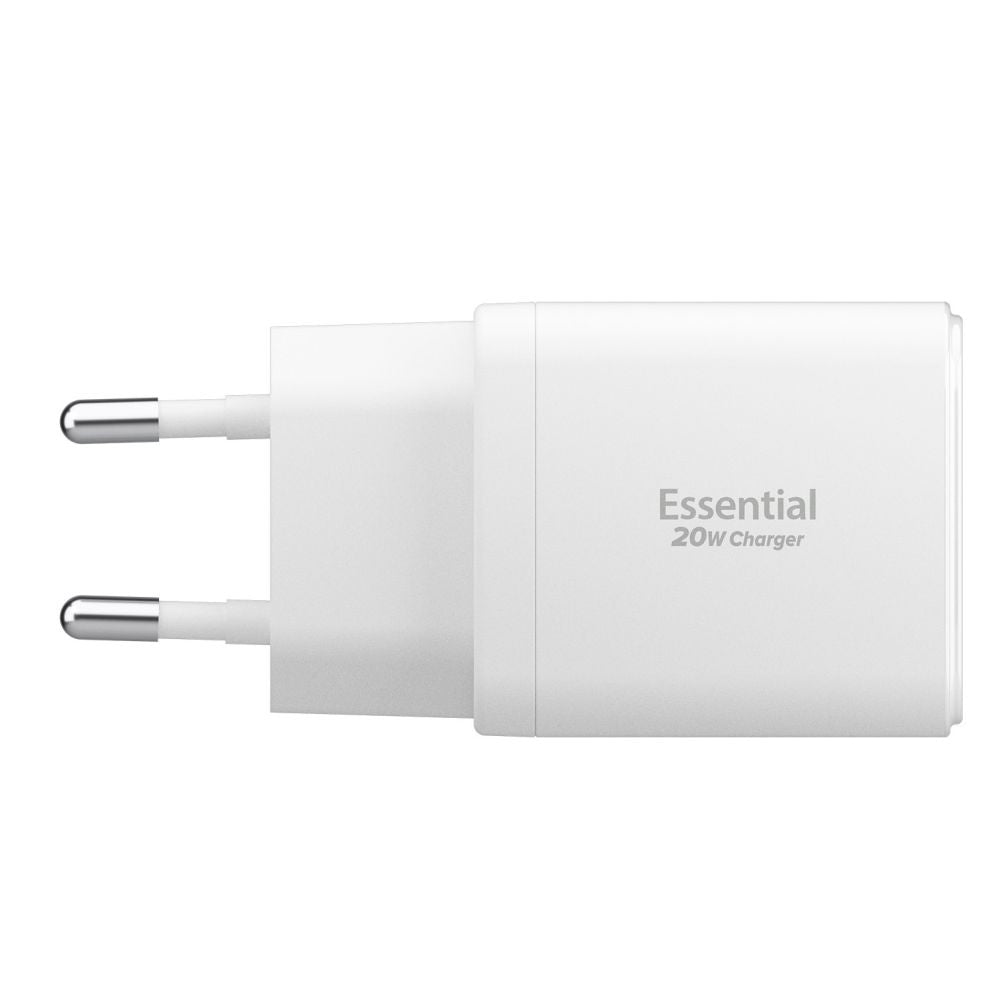 Spigen Essential Netzladegerät, 20W, 3A, 1 x USB-A - 1 x USB-C, Weiß