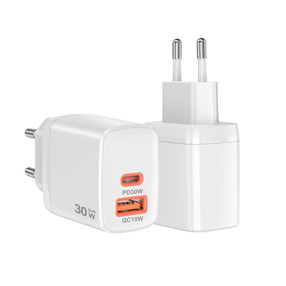 Netzladegerät Techsuit CH1 Duonix, 30W, 3A, 1 x USB-A - 1 x USB-C, Weiß