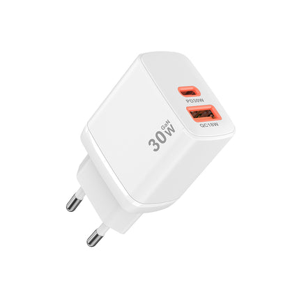 Netzladegerät Techsuit CH1 Duonix, 30W, 3A, 1 x USB-A - 1 x USB-C, Weiß