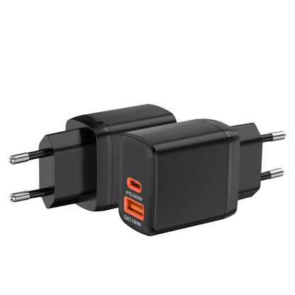 Netzladegerät Techsuit CH1 Duonix, 30W, 3A, 1 x USB-A - 1 x USB-C, Schwarz