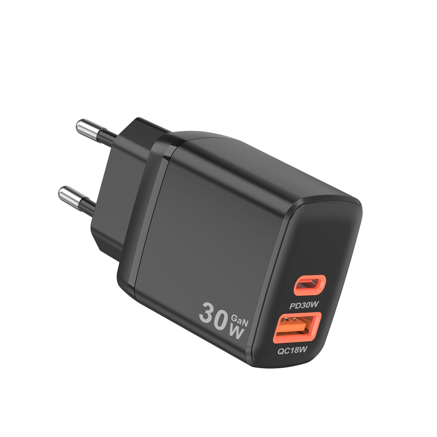 Netzladegerät Techsuit CH1 Duonix, 30W, 3A, 1 x USB-A - 1 x USB-C, Schwarz