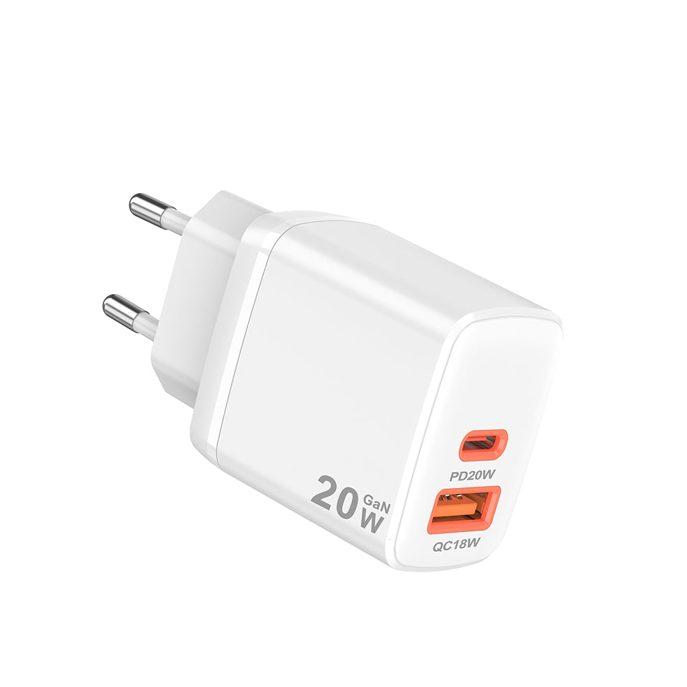 Techsuit CH2 Duonix Netzladegerät, 20W, 3A, 1 x USB-A - 1 x USB-C, Weiß