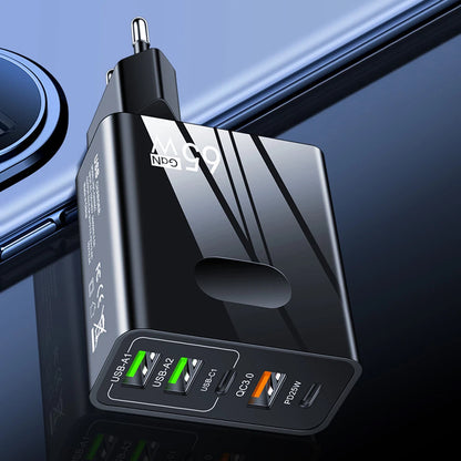 Netzladegerät Techsuit CHC1 PentaXPower, 25W, 3A, 3 x USB-A - 2 x USB-C, Schwarz