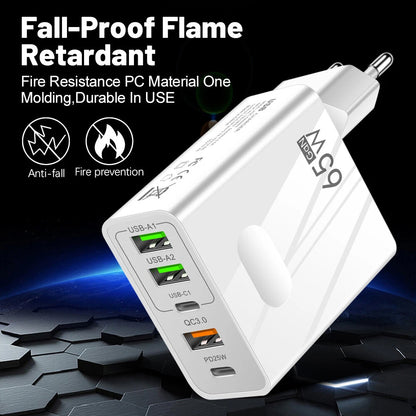 Netzladegerät Techsuit CHC1 PentaXPower, 25W, 3A, 3 x USB-A - 2 x USB-C, Schwarz