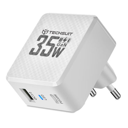 Chargeur Réseau Techsuit CHPD173 Tiny, 35W, 3A, 1 x USB-A - 1 x USB-C, Blanc