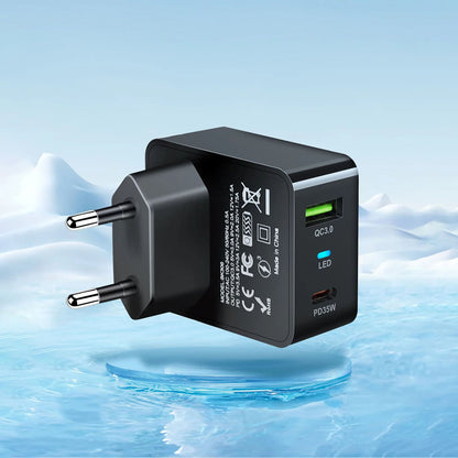 Chargeur Réseau Techsuit CHPD173 Tiny, 35W, 3A, 1 x USB-A - 1 x USB-C, Blanc