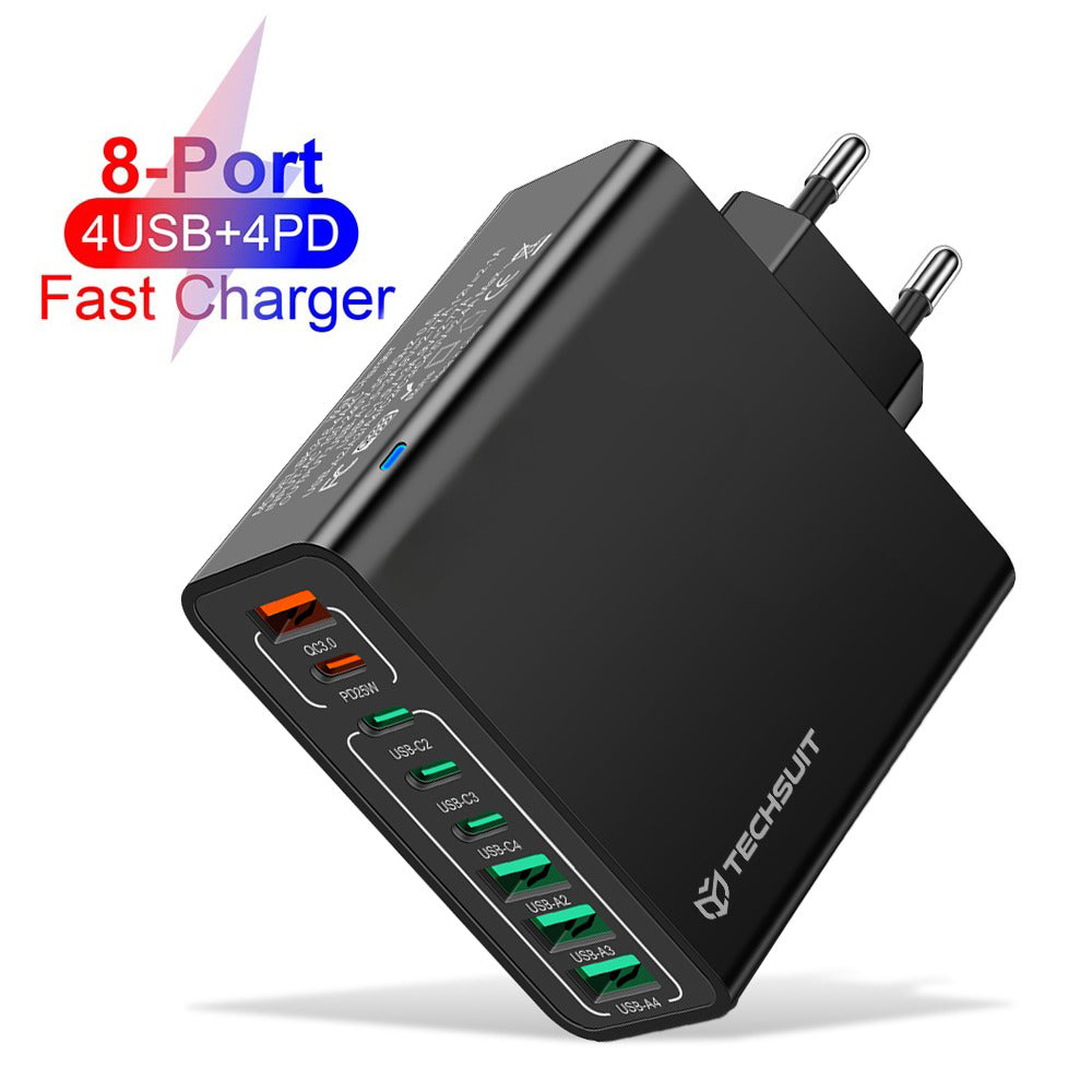 Netzladegerät Techsuit CHPD224, 65W, 3.25A, 4 x USB-A - 4 x USB-C, Schwarz