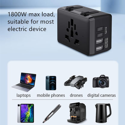 Chargeur Réseau Techsuit HHt204A Travel, 15W, 3A, 2 x USB-A - 2 x USB-C, Noir