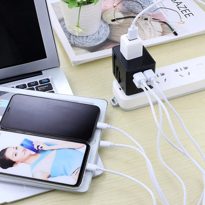 Techsuit HHT520 Travel Network Charger, 15W, 3A, 3 x USB-A - 1 x USB-C, Black