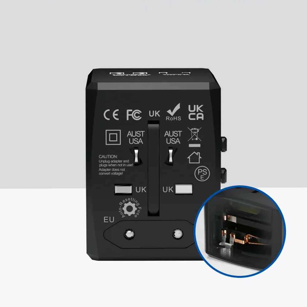 Chargeur Réseau Techsuit HHT904-B2 Travel, 20W, 3A, 2 x USB-A - 2 x USB-C, Noir