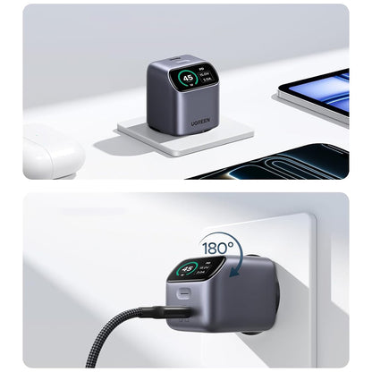 Chargeur secteur UGREEN Nexode Pro X740 (25419B) avec écran, 45 W, 3 A, 1 port USB-C, gris