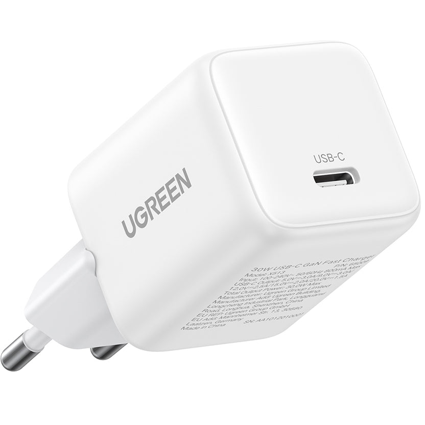 Chargeur Réseau UGREEN X513, 30W, 3A, 1 x USB-C, Blanc