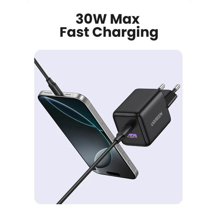 Chargeur Réseau UGREEN X516, 30W, 3A, 1 x USB-A - 1 x USB-C, Noir
