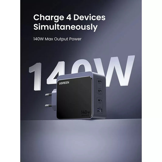 Chargeur Réseau UGREEN X570 Nexode S, 140W, 5A, 1 x USB-A - 3 x USB-C, Gris