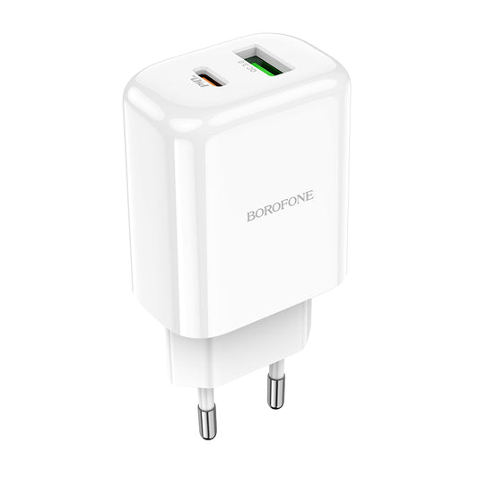 Netzladegerät Borofone BBN4 Potential, 20W, 3A, 1 x USB-A - 1 x USB-C, Weiß