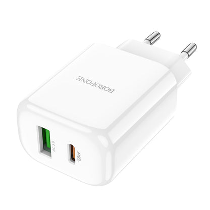 Chargeur Réseau Borofone BBN4 Potential, 20W, 3A, 1 x USB-A - 1 x USB-C, Blanc