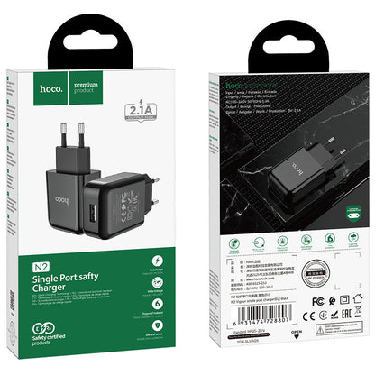HOCO N2 Netzladegerät, 10W, 2A, 1 x USB-A, Schwarz