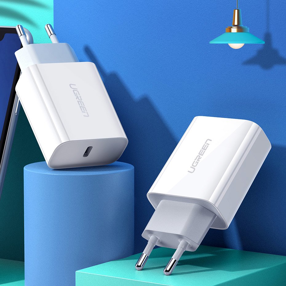 Chargeur Réseau UGREEN CD137, 18W, 3A, 1 x USB-C, Blanc