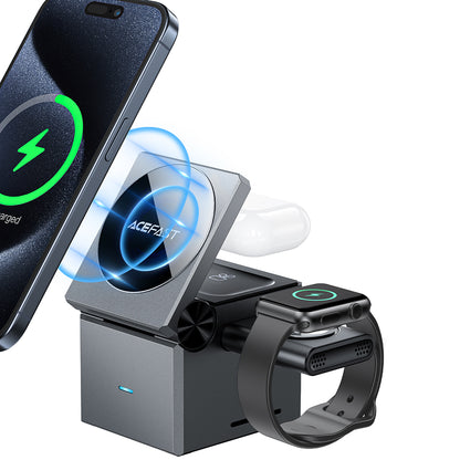 Acefast E18 Rubik's Cube 3in1 Wireless Network Charger, 23W, 1.67A, Gray