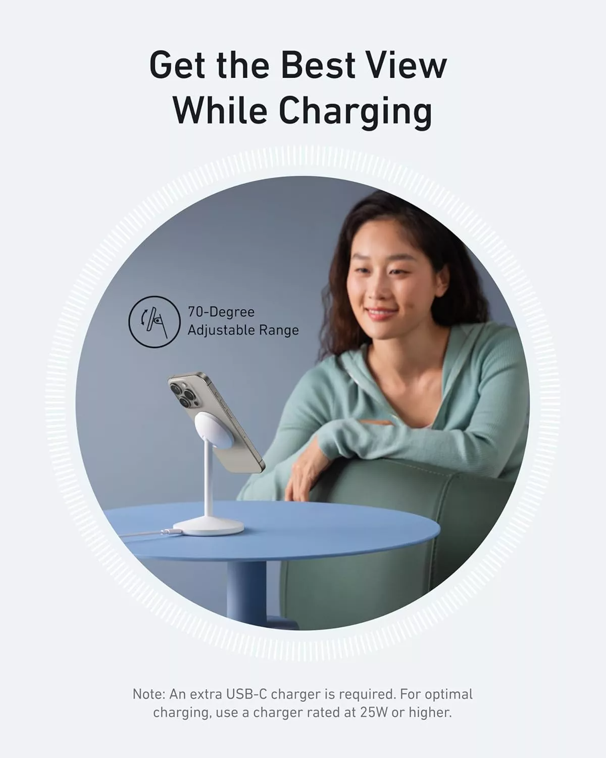 Chargeur Réseau Sans Fil Anker MagGo Stand, 15W, 1.67A, Blanc A25X1H21