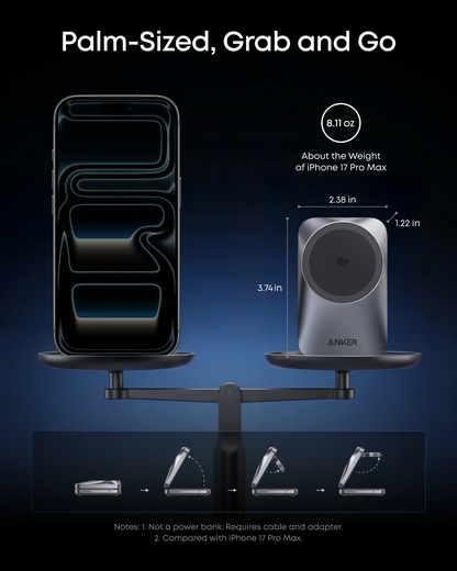 Chargeur Secteur Sans Fil Anker Prime MagGo 3en1, 25W, Noir A25N1