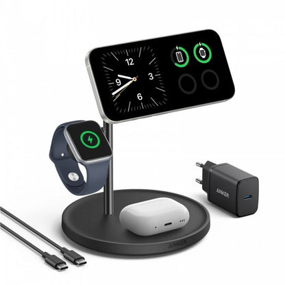 Chargeur Réseau Sans Fil Anker MagGo 3in1, 25W, 1.67A, Noir B25M3311